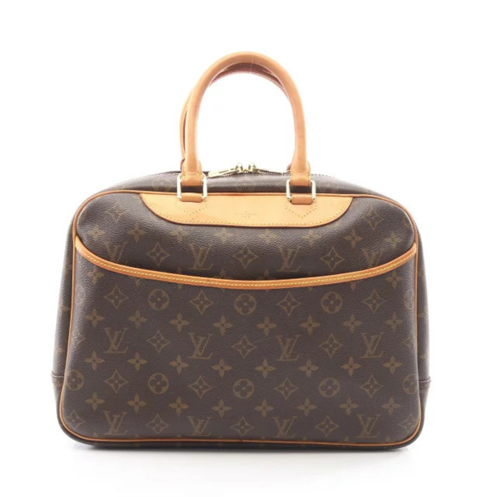 Louis Vuitton Deauville Bowling Vanity Monogram Handbag Canvas Leather Brown